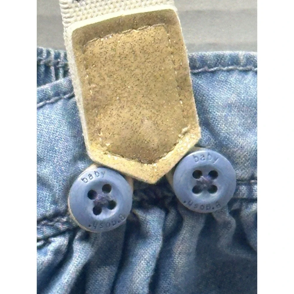 Oshkosh B'gosh Girl Denim Skirt W/ Rose Gold Accented Polka Dot‎ Suspenders 12M